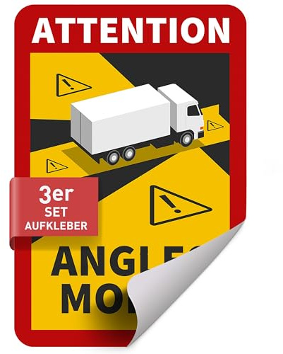 Betriebsausstattung24 3er Set Ablösbare Folie Attention Angles Morts LKW - Non-permanent haftende PVC- Folie 17,0 cm x 25,0 cm - Toter Winkel Warnschild - Frankreich Hinweisschild