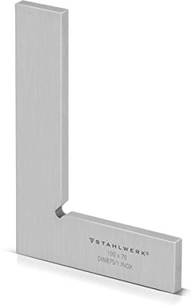 STAHLWERK Equerre plate 90° 100 x 70 mm DIN 875/1 Equerre de contrôle/Equerre de serrurier/Equerre de butée/Equerre de précision en acier inoxydable