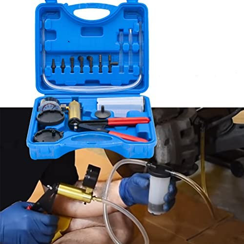 AUTOXBERT Hand Vakuumpumpe Bremsenentlüftungsgerät Vakuumpumpe Bremsenentlüfter Set für Auto Motorrad Tester Bremsenentlüftungsgerät Druckpruft Mit Tragetasche