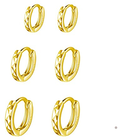 Ohrringe Silber 925 Creolen Silber Klein Damen,3 Paar Ohrringe Kreolen Silber Herren Ohrringe Set für Männer Hypoallergene Ohrringe Helix Piercings für Frauen Mädchen 8mm 10mm 12mm