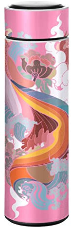 KAAVIYO Rosa Fisch Japanisch Blumen Wasserflasche Wasserkanne Edelstahl Isolierte Isolierflasche Auslaufsicher