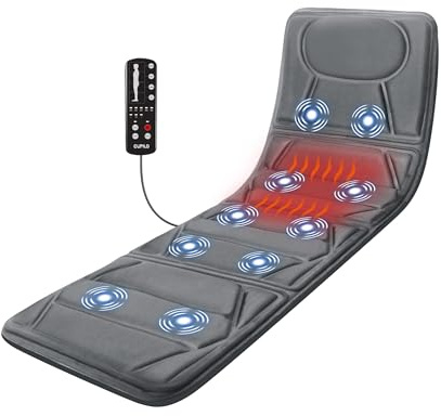CuPiLo Massager Mat Full Body,Heated Massage Pad with 10 Vibration Motors & 5 Massage Modes,Massage Cushion for Back,Lumbar,Leg,Bed Massager Length 67,Gifts for Dad,Mom