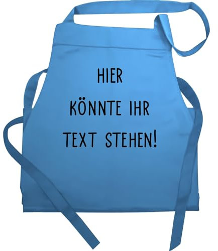 Schürze - Aufdruck selbst gestalten - Hier könnte ihr Text stehen I Eigener Text I Wunschtext I Custom Text - 60x87 - Hellblau - personalisierte kochschürze damen 4 zeilen zum bedrucken