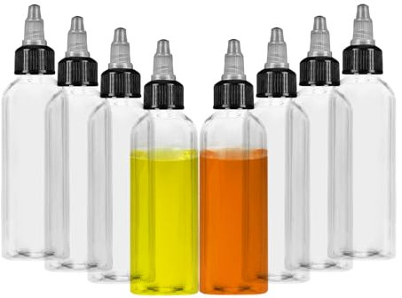 wocpvm 8 Pièce 100ml Bouteille Pressable pour Condiments Petites bouteilles à presser avec couvercle à visser distributeurs d'huile en plastique pour épices liquides, huile, sauce soja, vinaigre