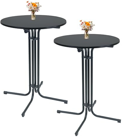 TRUTZHOLM 2X Stehtisch klappbar Ø 80 cm in Anthrazit Höhe 110 cm aus Stahl Gastrotisch Partytisch Bistrotisch Gartentisch Indoor & Outdoor für Hochzeiten Gartenfeste wetterbeständig pflegeleicht