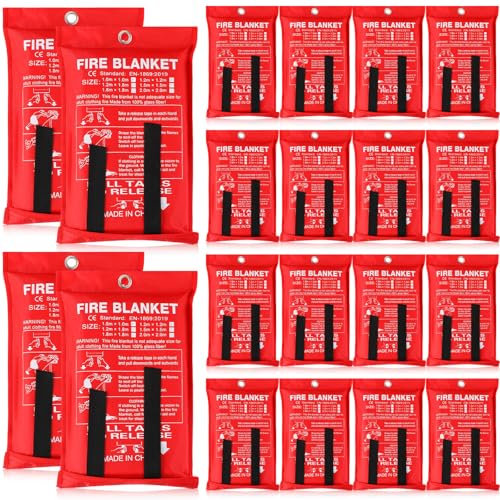Moukeren Paquete de 20 mantas ignífugas de emergencia para el hogar, cocina, seguridad de supervivencia, manta ignífuga de fibra de vidrio, manta ignífuga para chimenea, coche, oficina, campamento