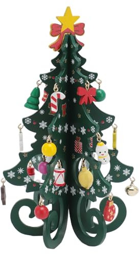 Miniatur-Weihnachtsbaum-Dekor, Kleiner Weihnachtsbaum aus Holz, lustiger Bastel-Desktop-Weihnachtsbaum mit Ornamenten für Wohnzimmer-Party