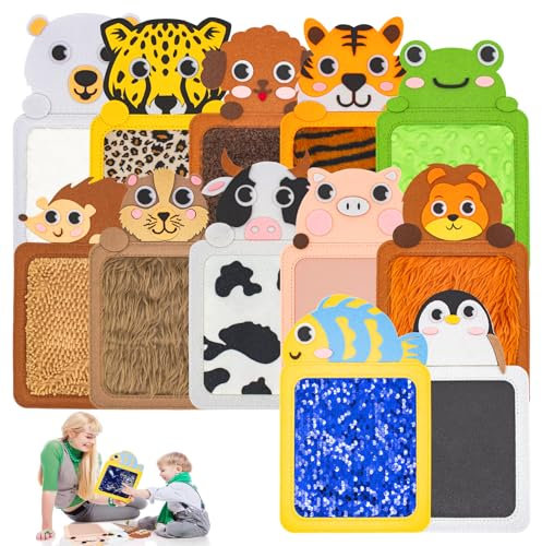 VBNZBK 12 tappetini sensoriali, pannelli sensoriali da parete per bambini, strumenti per l'autismo, tessuto strutturato sensoriale, tappetino per animali educativi, articolo per bambini autismo,