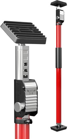 3-H Türspanner Zargenspanner, Teleskopstützen 75-133cm bis 50kg (Rot) | Türzargenspanner Einhandstütze, Montagestütze Höhenverstellbar Stufenlos Türspreizer bis 45°, Stahl Baustütze Teleskopstange