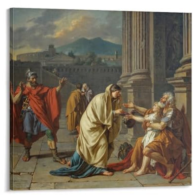 Wandkunstdrucke, Poster, Motiv: Belisarius, von einem Soldat von Jacques Louis David anerkannt, coole Kunstwerke, Gemälde, Wandkunst, Leinwanddrucke, zum Aufhängen, 40 x 40 cm