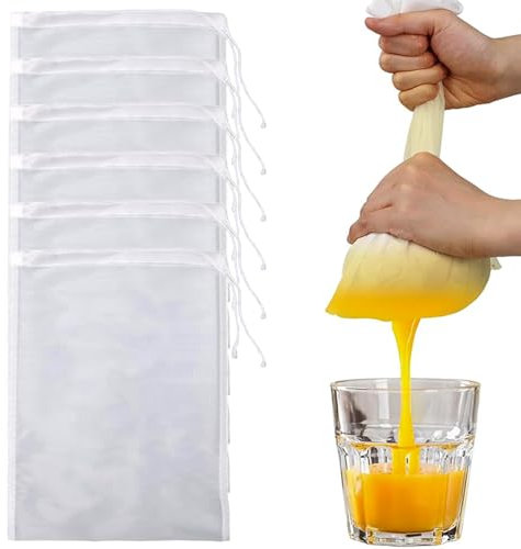 6 PCS Cheese Cloths for Straining 11.81 x 7.87 Inch Food Filter Bags Fine Mesh Nut Bag Strainers for Straining Nut Milk Juice Coffee Yogurt Tea Tofu