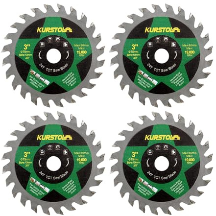 KURSTOL TCT Holz Trennscheibe - 4 Stück 75mm x 10mm Hartmetall Sägeblatt für Holz Kunststoff