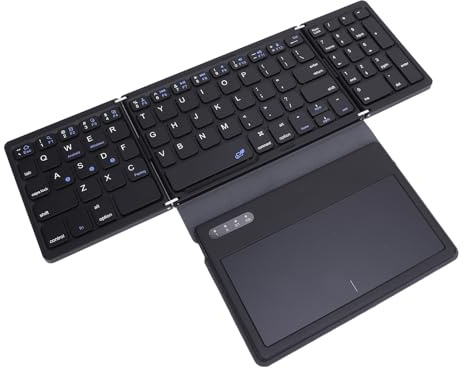 Tastatur mit 81 Tasten, Faltbare Taschentastatur mit Dreifach Klappbarem Touchpad, Dünne, Tragbare Tastatur für Computer und Tablets