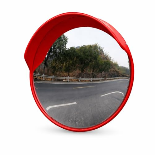 Miroir Convexe 80cm ZincOrange – Miroir de Sécurité pour Angle Mort, Parking, Garage et Entrepôt – Utilisation Intérieure & Extérieure (couleur orange, 80cm)