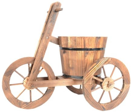 KESOTO Tricycle Planter Flower Pot Decorative Wood Statue for Garden Home Office Kitchen Desk, L