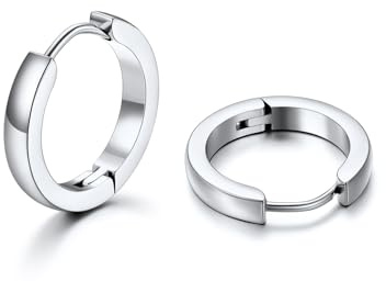 U7 Huggie Creolen für Damen Herren mini Hoop Ohrringe 8/10 / 12/14 /16 mm Chunky kleine Kreolen Edelstahl Ohrschmuck Accessoire