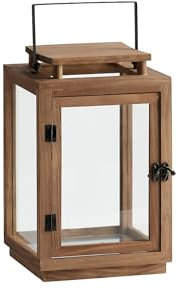 home&you - Laterne Bart Holzlaterne 32 x 20 x 20 cm, Gartenlaterne, Windlicht, Kerzenlaterne, Deko für Garten, Balkon, Terrasse, Wetterfest, Außenlaterne, Holz & Glas - Braun
