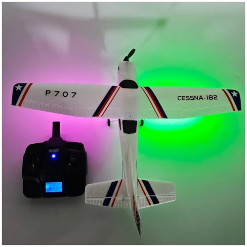 SAYZON P707 3CH RC-Flugzeug für Erwachsene, 3D6G Starrflügel RTF Funkferngesteuertes Flugzeug mit 2 Batterien, 720-Motor, Outdoor-RC-Flugzeugspielzeug für Anfänger (2BSL LED)