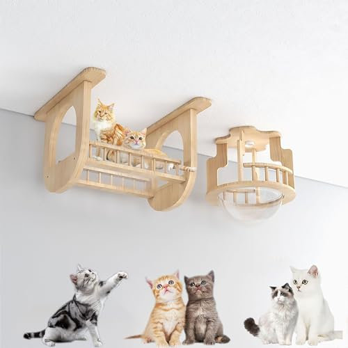 BCJMKDX Kratzbaum, Wandmontierte Katzenwandregale, Katzenklettergerüst, Decken- und Wandkombinationsset, platzsparend, selbst zu Bauen und einfach zu montieren(Style7)