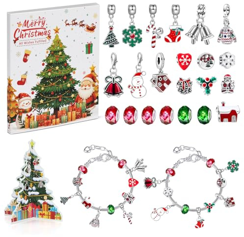 COZCLAM Calendrier de l’Avent Bijoux 2026 | Coffret Cadeau 24 Jours de Noel avec Bracelets & Breloques, Set Calendrier de de l'Avent Bijoux