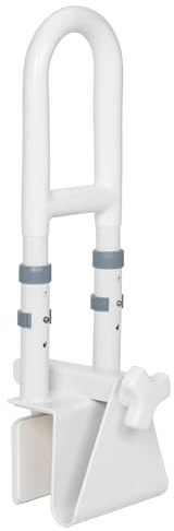 OUUTMEE Bath Handle for Seniors Height Adjustable Entry Aid Bath Handrail Suitable for Bathtubs with a Wall Thickness of 5-12 cm, Bath Handle No Drilling Required, White
