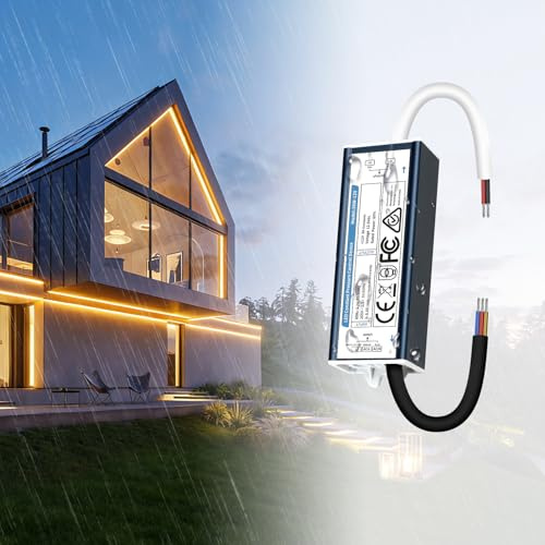 KSIBNW Transformador 220V a 12V 36W, Impermeable IP67 Fuente de Alimentación Exterior Ultra Fino LED Driver AC 220V a DC 12V 3A 36W Tensión Controlado Voltaje Constante Driver de Bajo