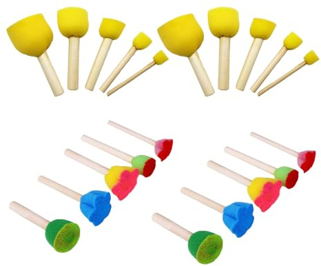 20 Pieces Paint Sponges Foam Brushes Child PaintSponge Brush Set Foam Sponges DabBrush Sets Dabbing Brushes for Painting Craft Ceramic DIy Tools Pack