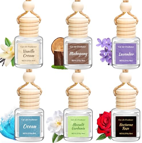 Vetuslumen 6 Pack Car Air Freshener - Mothers Day Gift for Her, Hanging Air Freshener Essential Oil Diffuser, Romantic Car Scents Cute Auto Decor Birthday Gifts for Women/Men