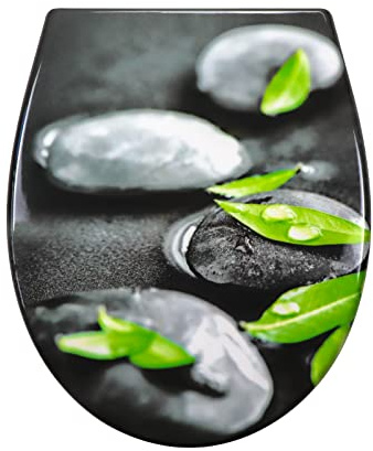 Fanmitrk WC Sitz mit Absenkautomatik, Toilettendeckel Montage von oben, Klodeckel aus Duroplast, Klobrille mit Schnellverschluss, Toilettensitz mit Viele Bunte Motive