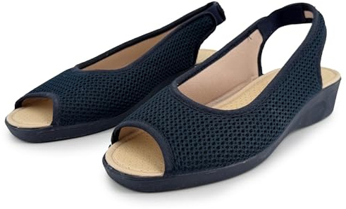 JOMIX Sandali Anziani Estive Ortopediche da Donna e Signora Traspirante Sandals Aperta Cinturino Elastico Pianta Larga Leggere Antiscivolo Comfort Comode per Casa e Passeggio ESD2630 Blu 37