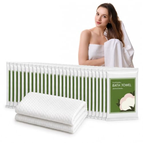rngwaper 20pcs Toalla de Baño Desechable, 70 x 100cm Toallas de Ducha Desechables de Portátil, Toalla Engrosada Desechable para Viajes Hoteles Campings Salones de Belleza SPA