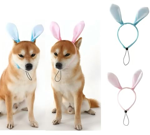 Liusinghon Confezione da 2 cerchietti con orecchie da coniglietto pasquale, regolabili, color pastello, per cani e gatti, graziose orecchie di coniglio color caramella per feste di Pasqua, accessori