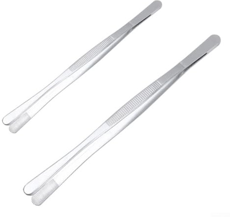 Aprilsunnyzone Grill Tweezers 2 Pack Stainless Steel For Barbecue Baking And Food Handling 25cm And 30cm Tongs With Smooth For Easy Cleaning(A)