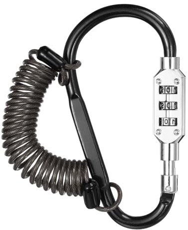 PATIKIL Security Steel Cable Lock, (4.9 Feet, Black), Double Loop Safety Wire Rope with 4.8 D-Shaped 3-Digit Code Combination Lock, Suit for - Bicycles/Motorcycle/Suitcase/Luggage