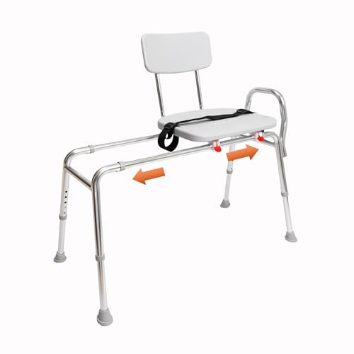 Eagle Health Supplies Sliding Transfer Bench & Tub Shower Chair, Height Adjustable, Heavy-Duty Capacity up to 400 LBs, for Safety Shower, for Elderly & Disabled (77211)