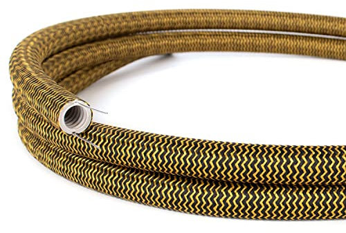 Creative-Tube, Tubo flexible diámetro 20 mm, revestido de tela RZ24 Efecto Seda Oro y Negro