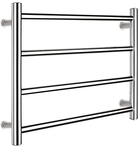 BDXZJ Heated Towel Rails for Bathrooms White, 4 Bar Electric Bathroom Radiator, Bathroom Radiator, 304 Stainless Steel Bathroom Towel Rack, Plug-In/Hardwired, 54X45cm Plug in
