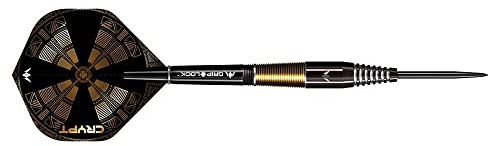Mission darts d1598 crypt | dartpfeile-set mit premium 90% wolfram schwarz und gold pvd beschichtetem schaft und stahlspitze, m2, 23 g