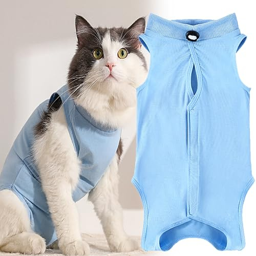 WDEC M 2.5-3.5kg Traje de recuperación Profesional para heridas Abdominales o Enfermedades de la Piel, después de la cirugía, Ropa para el hogar, Alternativo para Gatos y Perros (Azul)