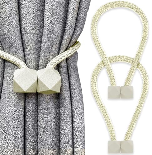 Yatinkim Magnetische Vorhang Raffhalter Beige Gardinen Raffhalter | 2 Stück Gardinenhalter Magnetisch für Gardinen Raffhalter für Vorhänge Halter Zusammenbinden Holdbacks Schlafzimmer