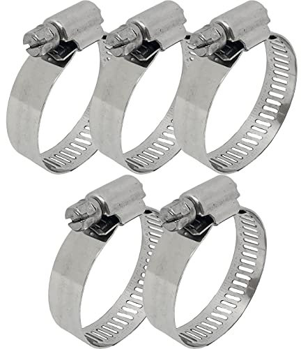 Lumonic 5x 21-44mm Collier de serrage en acier inoxydable V2A 201 I Collier de serrage réglable à visser I pour tuyaux flexibles machine à laver voiture voiture maison jardin