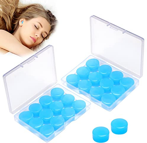 12 Paia Tappi Orecchie in Silicone Riutilizzabili Tappi Orecchie per Dormire Nuoto Tappi Tappi Orecchie Antirumore Morbida Modellabili per Bambini Adulti (Blu)