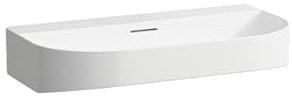 LAUFEN Sonar Aufsatzwaschtisch, ohne Hahnloch, mit Überlauf, 800x420mm, geschliffen, H8163440001091, Farbe: Weiß