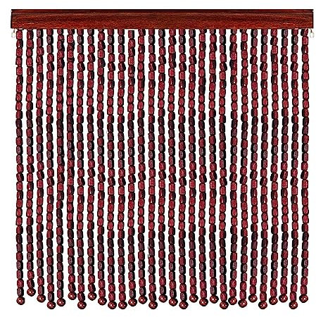Natürlicher Bambus-Perlenvorhang,Tür Fliegenvorhang Holz Perlen,Raumteiler Tür Fenster Schnur Panel,60/80/90/100/110/120/140cm Bambus Perlen Türvorhang,Rot-Braun,Anpassbar,130strands(130x200cm)