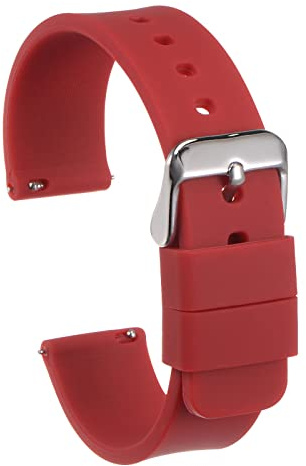 sourcing map Silikon Uhrenband 22mm Breite Schnellspanner Weich Gummi Ersatz Uhr Riemen mit Edelstahl Schnalle für Männer Frauen Dunkel Rot