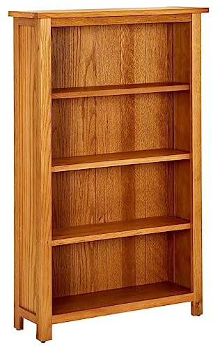 Hommdiy Eiche Massiv Bücherregal Standregal Aktenregal Holzregal Regal 3/4/5/6/7 FächerMassivholz (4 Fächer)