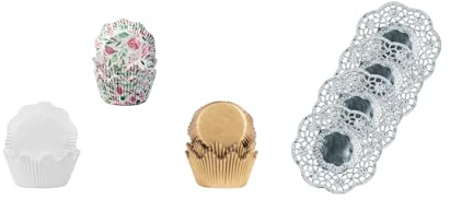 Demmler Set di pirottini per muffin con motivi dorati, rosa, bianco, dimensioni: 5 x 5 x 3,8 cm, in totale 120 pezzi, made in Germany