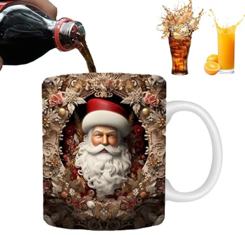 Teksome -Weihnachtstasse, festliche Kaffeetassen mit -Malerei, 325 ml, Keramiktasse für Weihnachtsdekoration, Tischdekorationen, Geburtstagsgeschenke, Partygeschenke, Weihnachtsfeierbedarf,