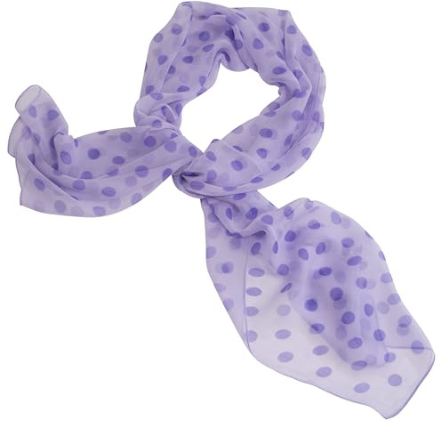 AERZETIX - C68700 - Foulard 100% polyester au touche effet soie motif points lilas foncé- 50x160 cm - couleur lilas clair