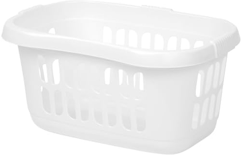 Hüft Wäschekorb 43 Liter WEISS mit 3 Griffmulden - 60x39x29 cm ergonomisch geformt - mit Löcher - Haushaltskorb Wäschewanne Tragekorb Wäschesammler Wäschesortierer Wäschebox - Hipster Kunststoff